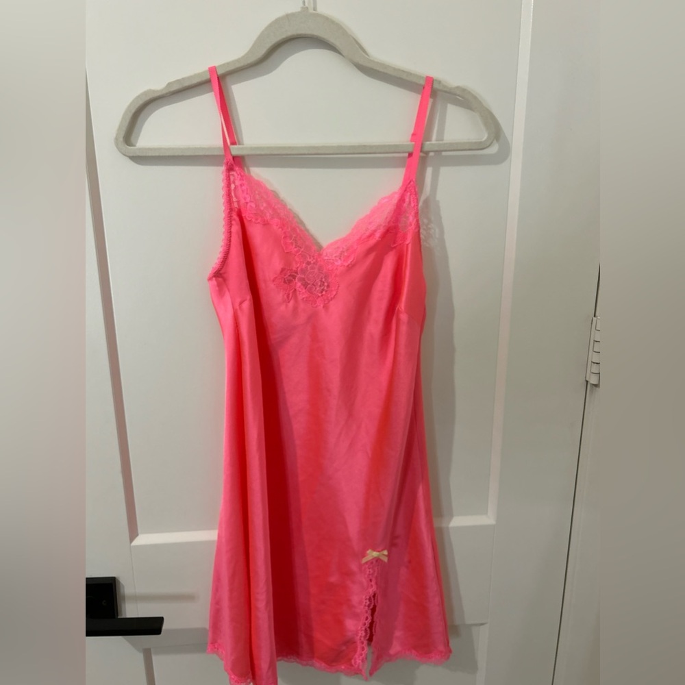 vintage hot pink victoria secret slip dress